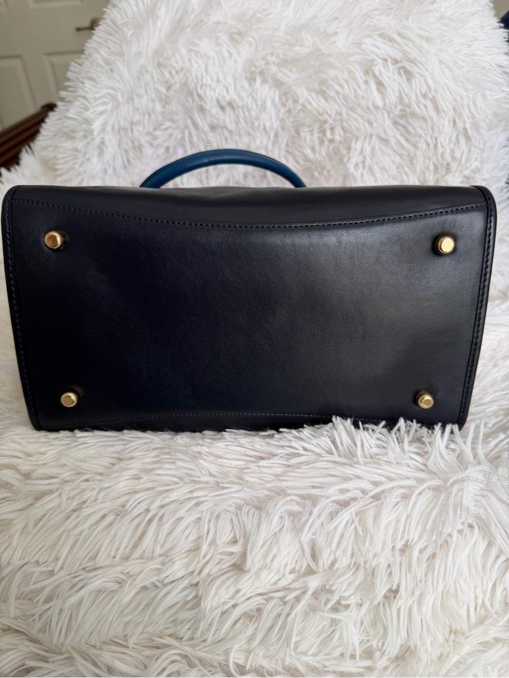NWOT Coach Crosby Carryall Navy Blue Colorblock Leather Crossbody Satchel Tote - Picture 4 of 13